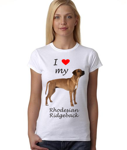 Dogs - I Heart My Rhodesian Ridgeback on Womans Shirt